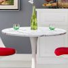 Modern 31.5" Dining Table with Round Top and Pedestal Base in marble color