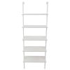 5-Shelf Wood Ladder Bookcase with Metal Frame, Industrial 5-Tier Modern Ladder Shelf Wood Shelves XH
